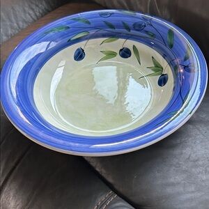 Blue Olive Branch Ceramic Serving Bowl Made in Italy